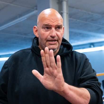 UNITED STATES - JULY 16: Sen. John Fetterman, D-Pa., speaks to reporters as he arrives in the U.S. Capitol for a vote on Thursday, July 16, 2026. (Bill Clark/CQ-Roll Call, Inc via Getty Images)